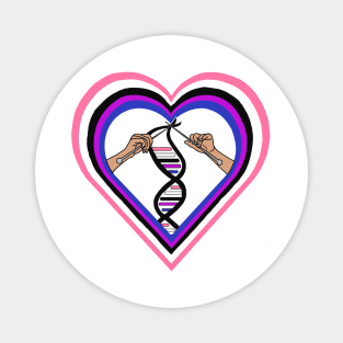 Genderfluid Pride Flag Knitted DNA Heart Magnet